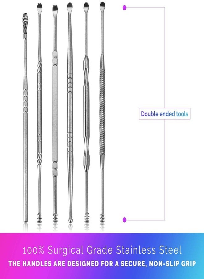 MEDca Stainless Steel Ear Curette Cleansing Kit - 6 Piece Set with Spiral Spring Pick Unclogger, Thorough Ear Wax Removal and Storage Case - Image 3
